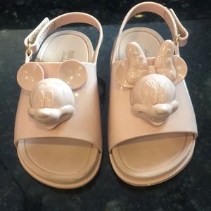 Mini Melissa Minnie And Mickey Mouse Sandals.